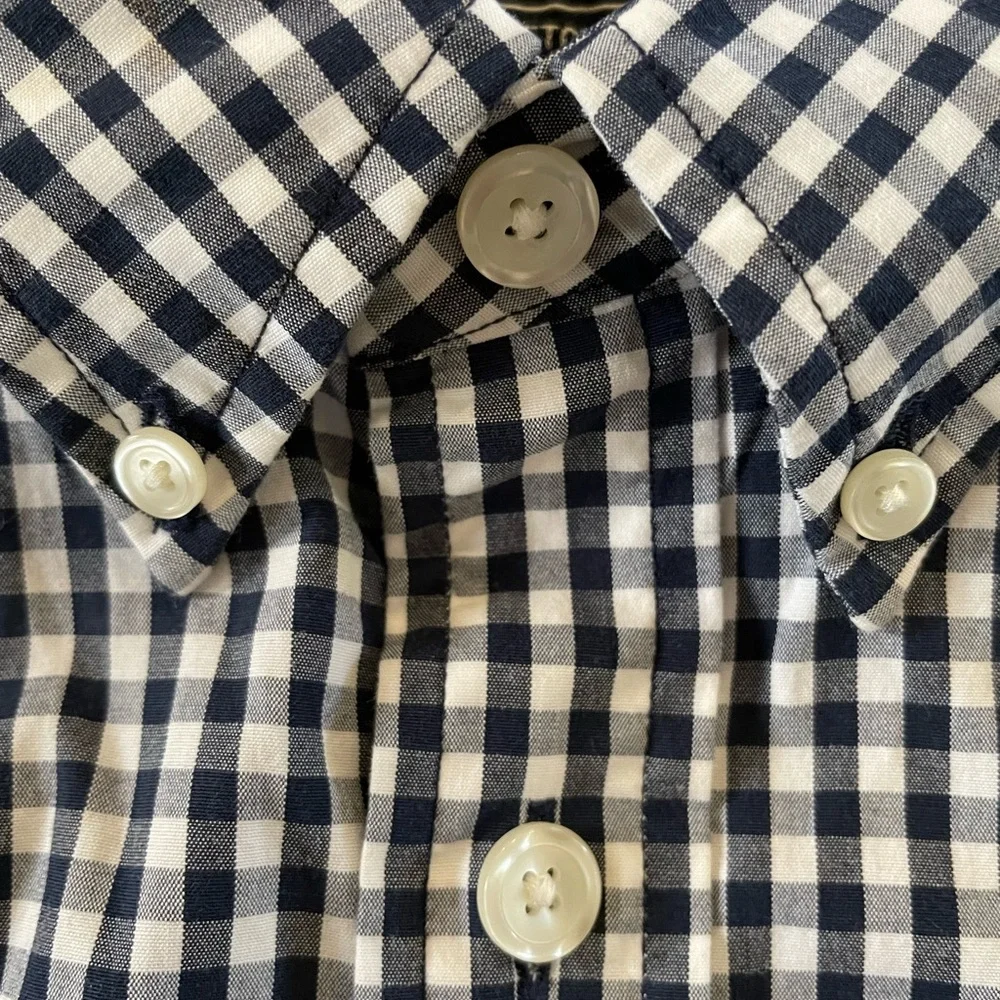 Abercrombie & Fitch Gingham Check Print Button Down Shirt in Navy Size XS NWT - Picture 5 of 6